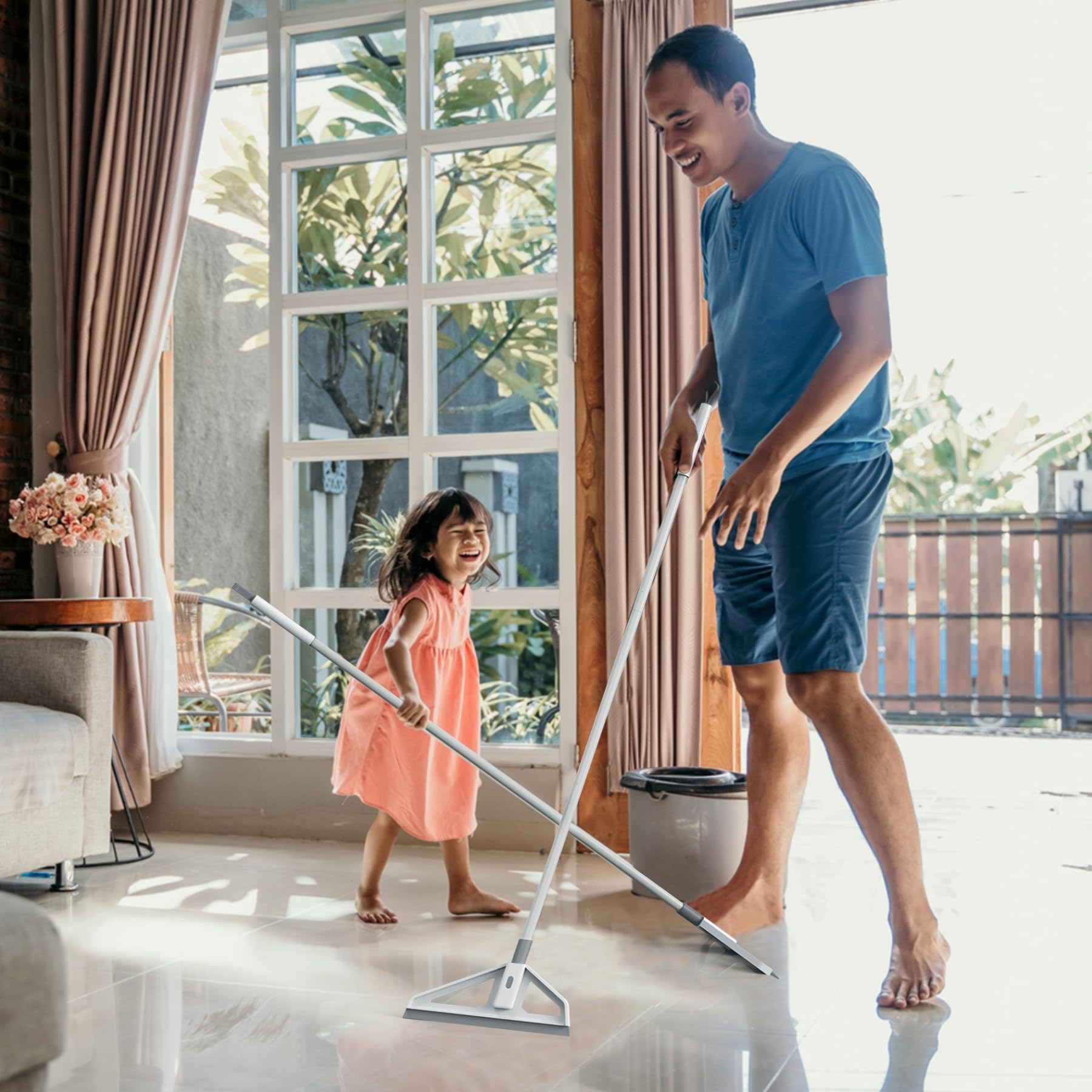 Magic Broom,Magic Scrub Broom Squeegee, Multifunction Magic Scraper with Extension Iron Pipe Spraying Poles More Durable Water and Dust Remover Flex Silicone