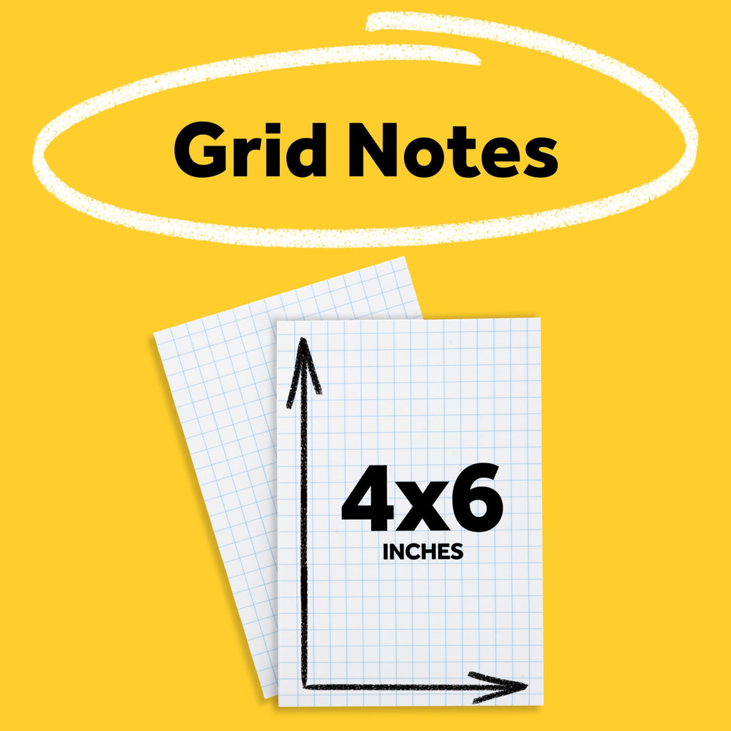 Post-it Super Sticky Notes, 4 in x 6 in, White with Blue Grid, 6 Pads/Pack, 50 Sheets/Pad (660-SSGRID)