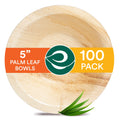 ECO SOUL 100% Compostable Small 5 Inch 8 Oz Palm Leaf Bowls [100-Pack] Disposable Dessert Bowls Bamboo Style I Heavy Duty Eco-Friendly Sturdy Bowl I Biodegradable Eco Bowls