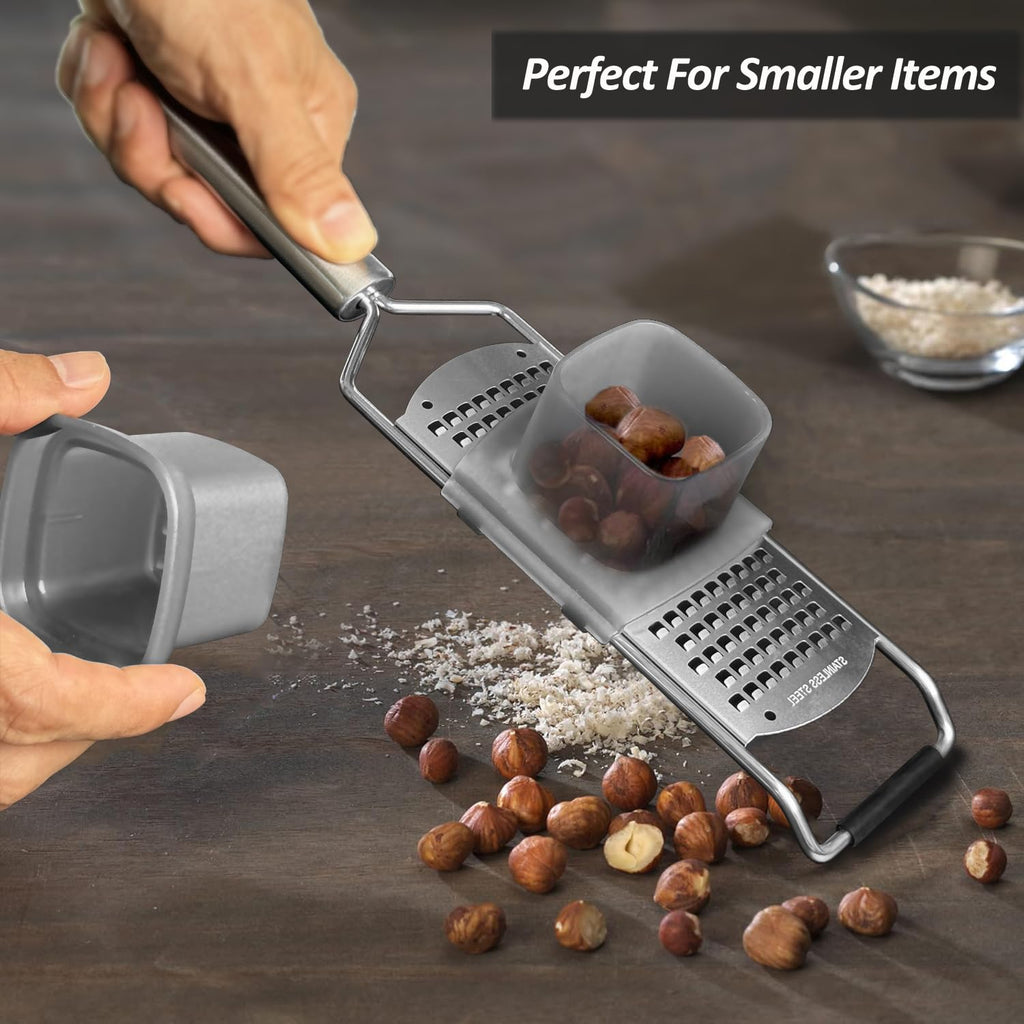 Professional Zester Grater Set,4-Pcs Cheese Grater, Fine/Coarse/Extra Coarse/Slider Attatchement, Kitchen Grater with Razor-Sharp Stainless Steel Blade