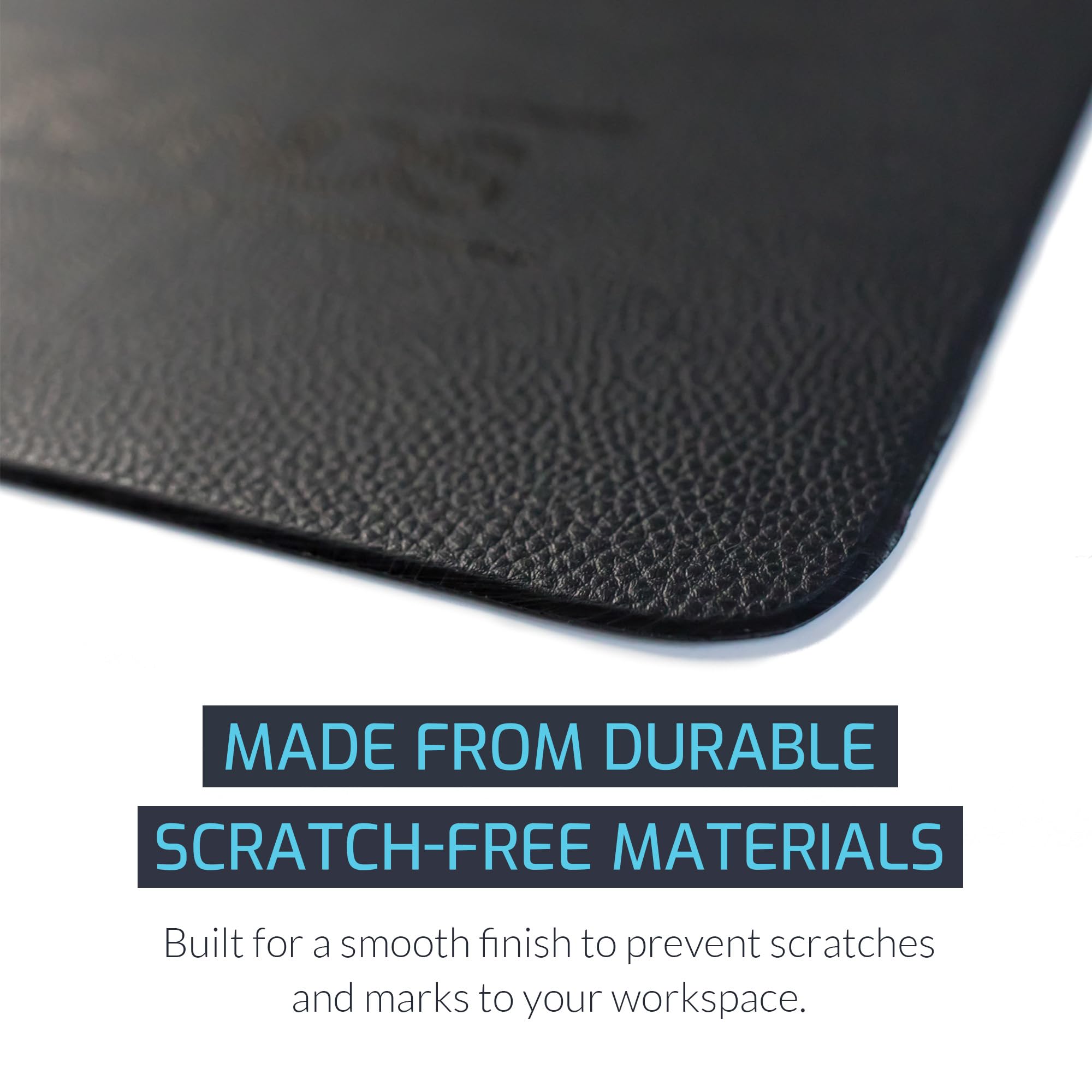 ZBRANDS // Leather Smooth Desk Mat Pad Blotter Protector, Extended Non-Slip Rectangular, Laptop Keyboard Mouse Pad (Midnight Black, 36" x 20")