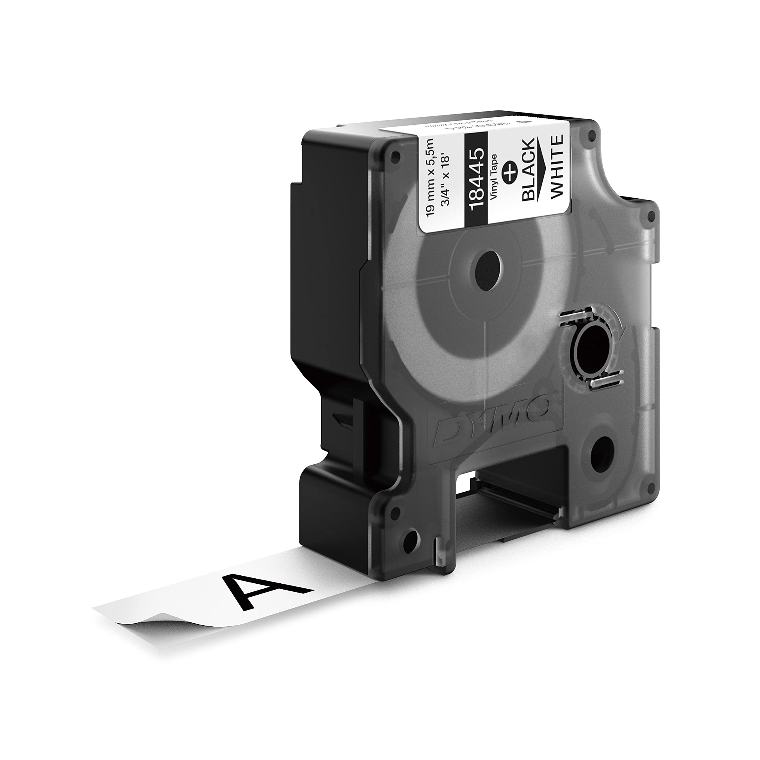DYMO Rhino Industrial Vinyl Labels, 3/4", Black Print on White Tape
