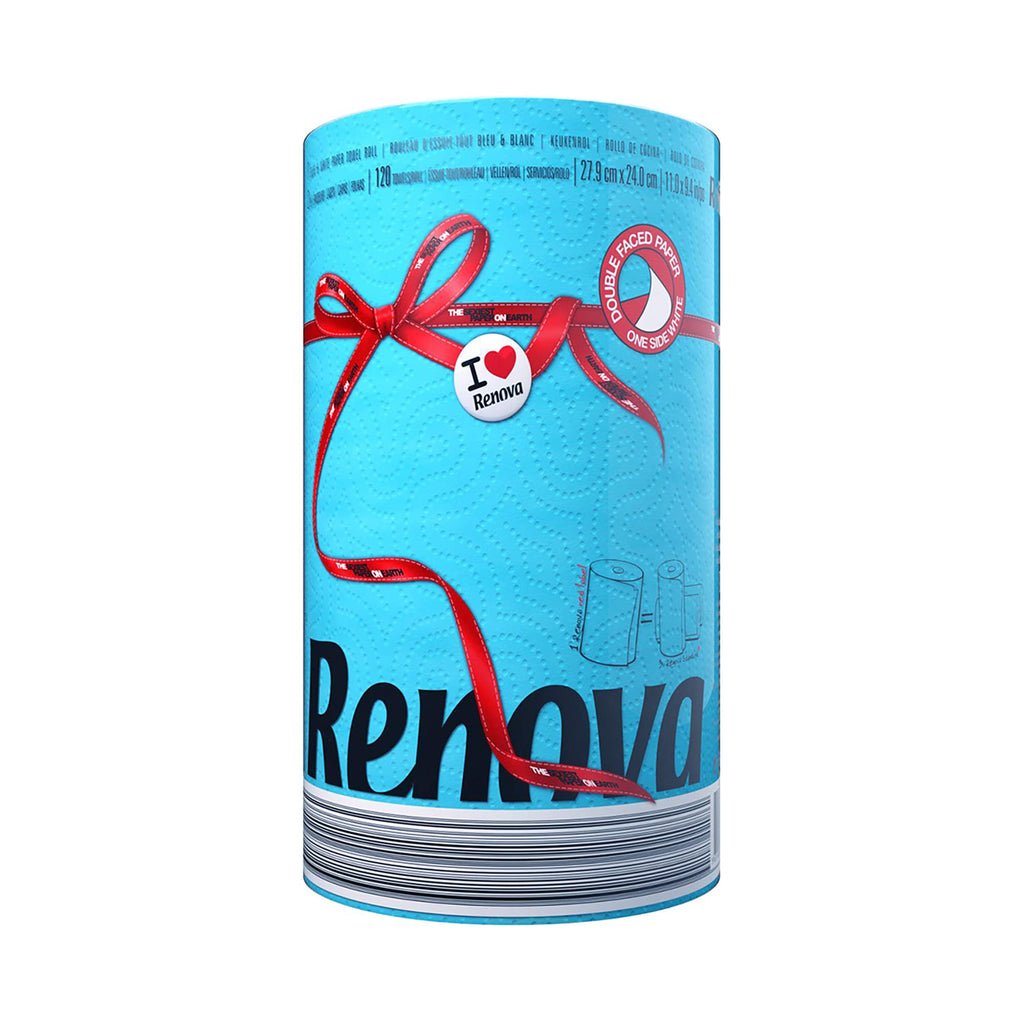 Renova Luxury Colored Paper Towel Jumbo Roll 2-Ply Sheets Blue, 120 Count