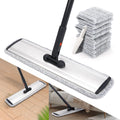 18 Inch Flat Mop Cleaning System Microfiber with 4 Reusable Pads – Wet Dry Floor Cleaner for Hardwood, Laminate, Tile, Silver