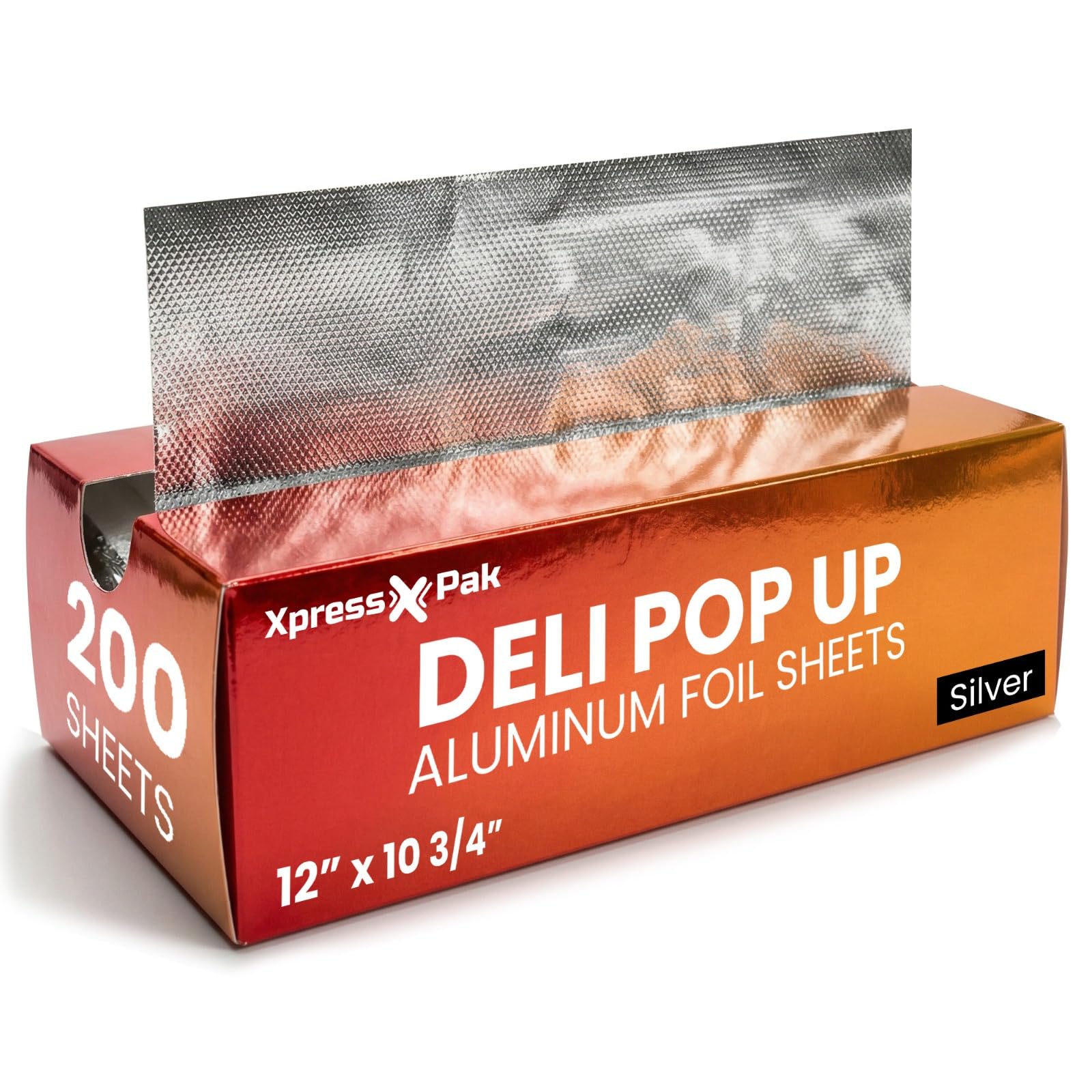 Aluminum Foil Sheets for Food - 200 Count Pre-Cut - 12” Pop Up Foil Sheets for Restaurant, Home, Sandwich or Hot Dog Tin Foil Disposable Sheets