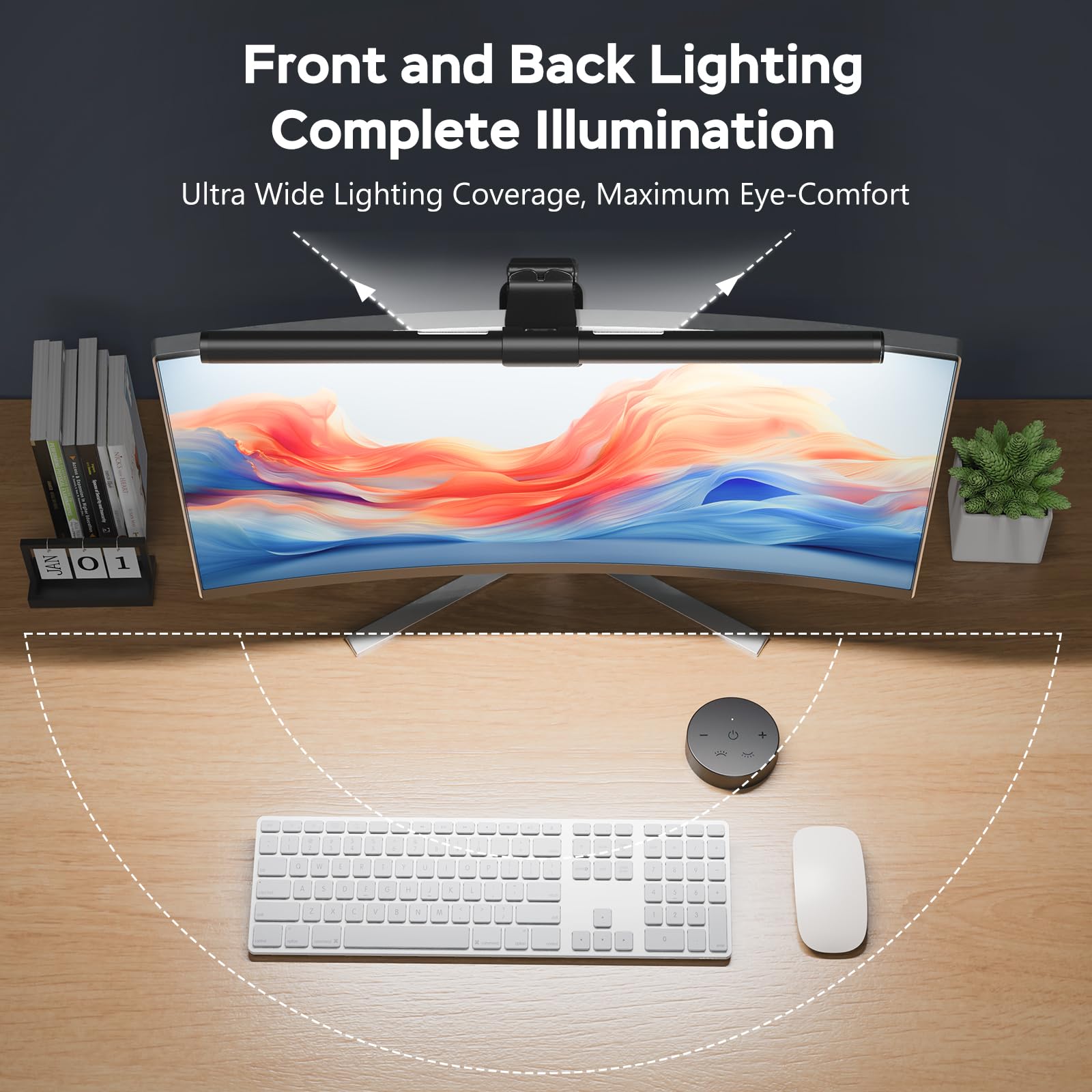 OOWOLF Monitor Light Bar with Remote, Ra95 Computer Monitor Lamp for Eye Caring, USB Reading Lamp Task ：Lamp, Dimmable Light Bar with Backlight, No Glare Space Saving Home Office 16.14" 1-Pack
