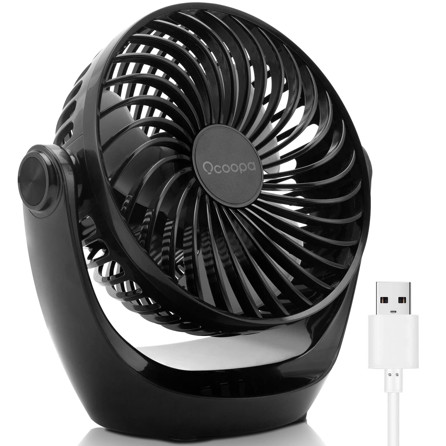 OCOOPA Small USB Desk Fan Table Fan 5'' with Strong Airflow & Quiet Operation, Portable Cooling Mini Fan 3 Speed, 360°Rotatable Head for Home Office Bedroom Desktop