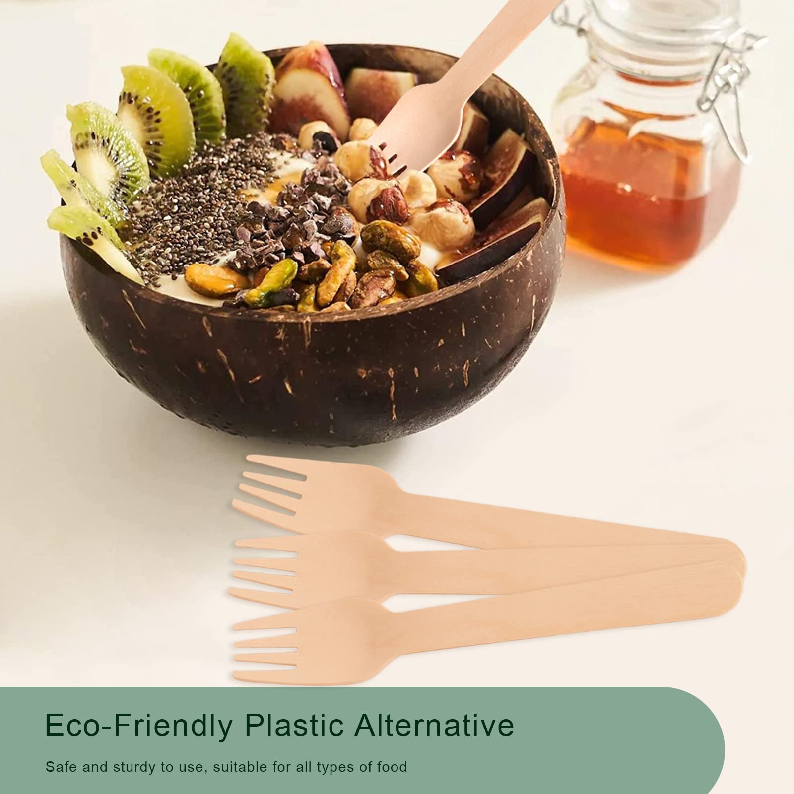 Disposable Wooden Forks for Eating - 300Pcs Natural Wooden Forks Disposable, Biodegradable and Compostable Wooden Cutlery for Dining, Ice Cream Dessert Forks