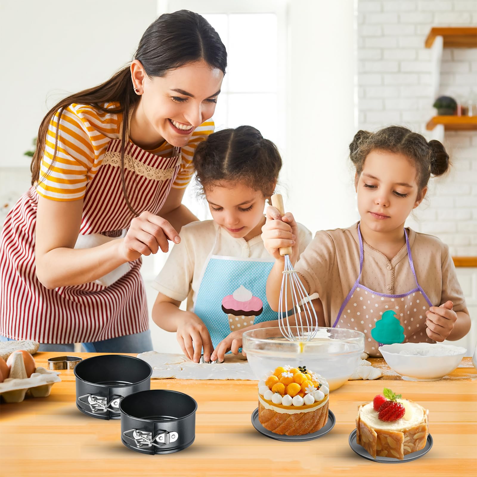 Supkiir 8Pcs 4Inch Springform Pans, Round Mini Cheesecake Pan with Removable Bottom, Small Leak-Proof Cake Pans Non-Stick Baking Cake Mold for Cheesecakes Pizzas Quiches Pie