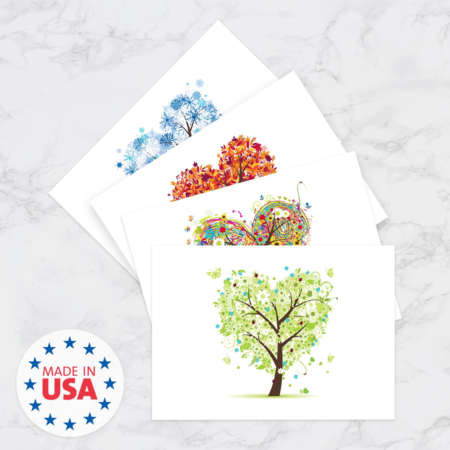 Seasons of Life Note Card Assortment Pack - Set of 24 cards - 4 designs blank inside - with white envelopes (54043)