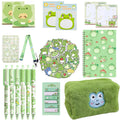 400Pcs Cute Frog Stationery Set, Kawaii Office Supplies Includes Fun Pencil Case Gel Ink Pens, Cartoon Sticky Notes Mini Notebooks Stickers Card Case As Bulk Party Gifts(Frog)