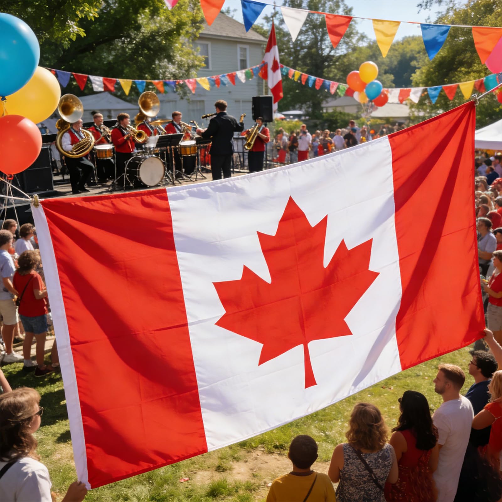 FLAGWIN Canada Flag 3x5 FT, Canadian Flags Heavy Duty Polyester Embroidered Maple Leaf with Brass Grommets, Vivid Color and Fade Resistant Canada Banner Flag for Indoor/Outdoor