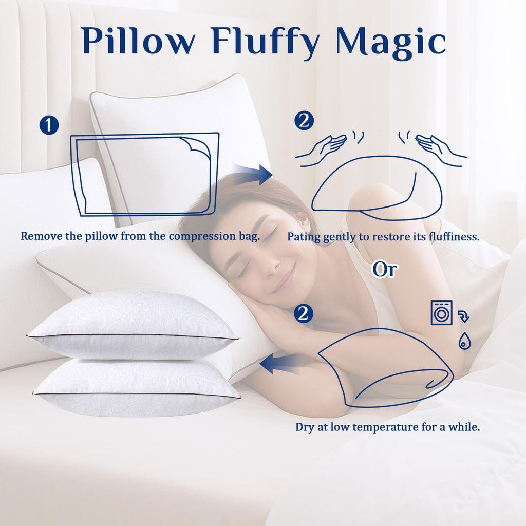 JOLLYVOGUE Pillows Queen Size 2 Pack for Sleeping, Soft and Supportive Bed Pillow for Side and Back Sleeper, Down Alternative Hotel Collection Pillows-20 x30