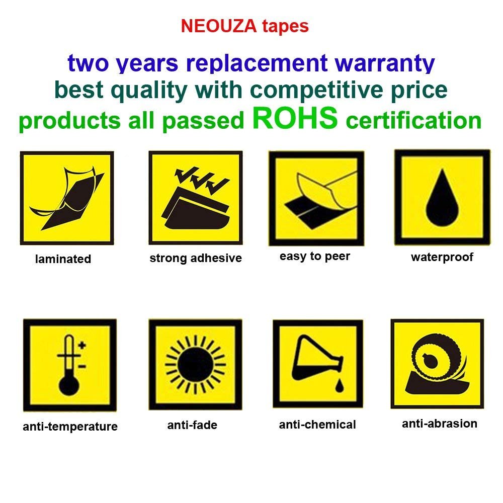 NEOUZA 5PK Compatible for Brother P-Touch Laminated Tze Tz Label Tape Cartridge 9mm x 8m (TZe-325 White on Black)