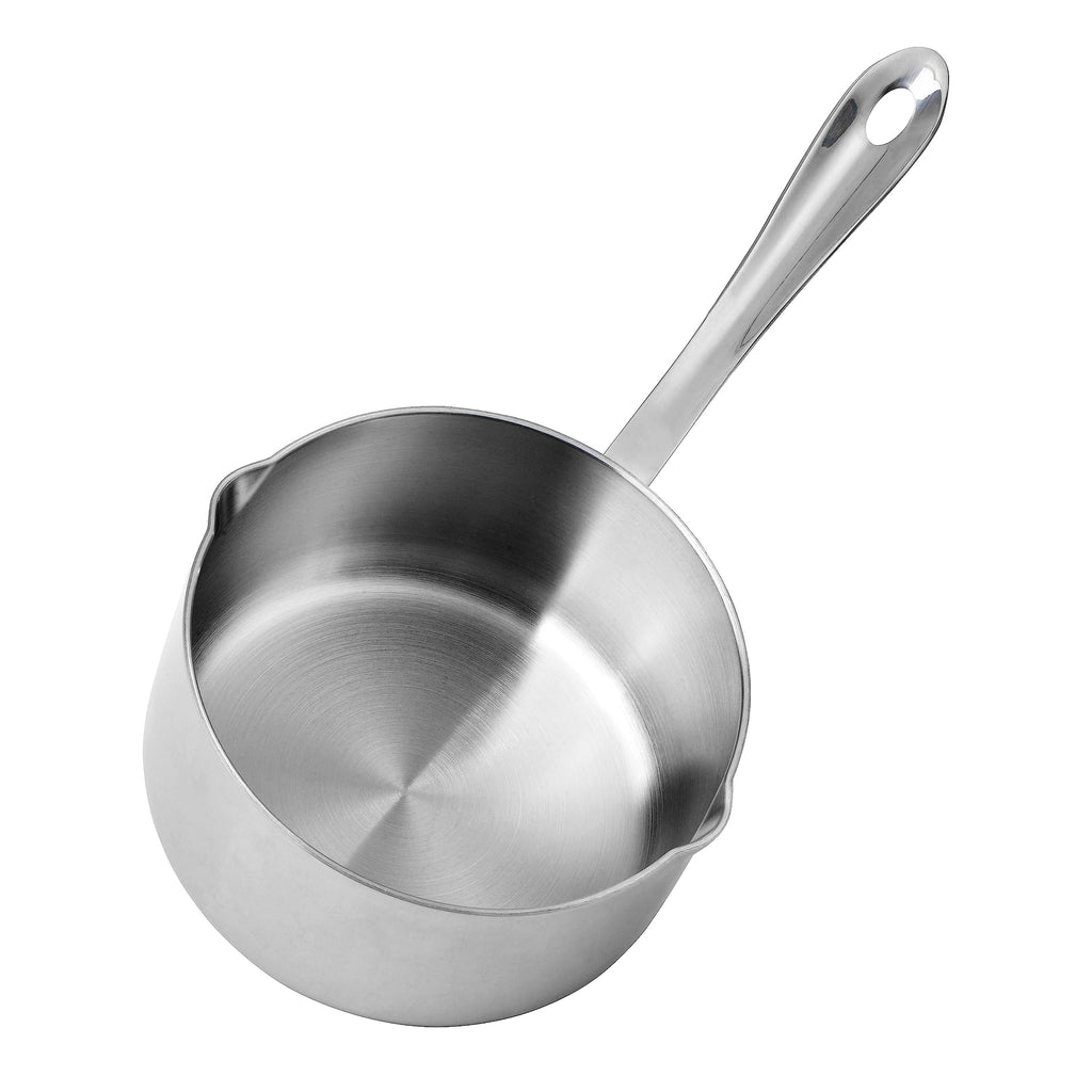 BOHK 0.3 Quart Small Stainless Steel Saucepan Nonstick Sauce Pan Handy Butter Warmer Pot with Pour Spout (300 ml)