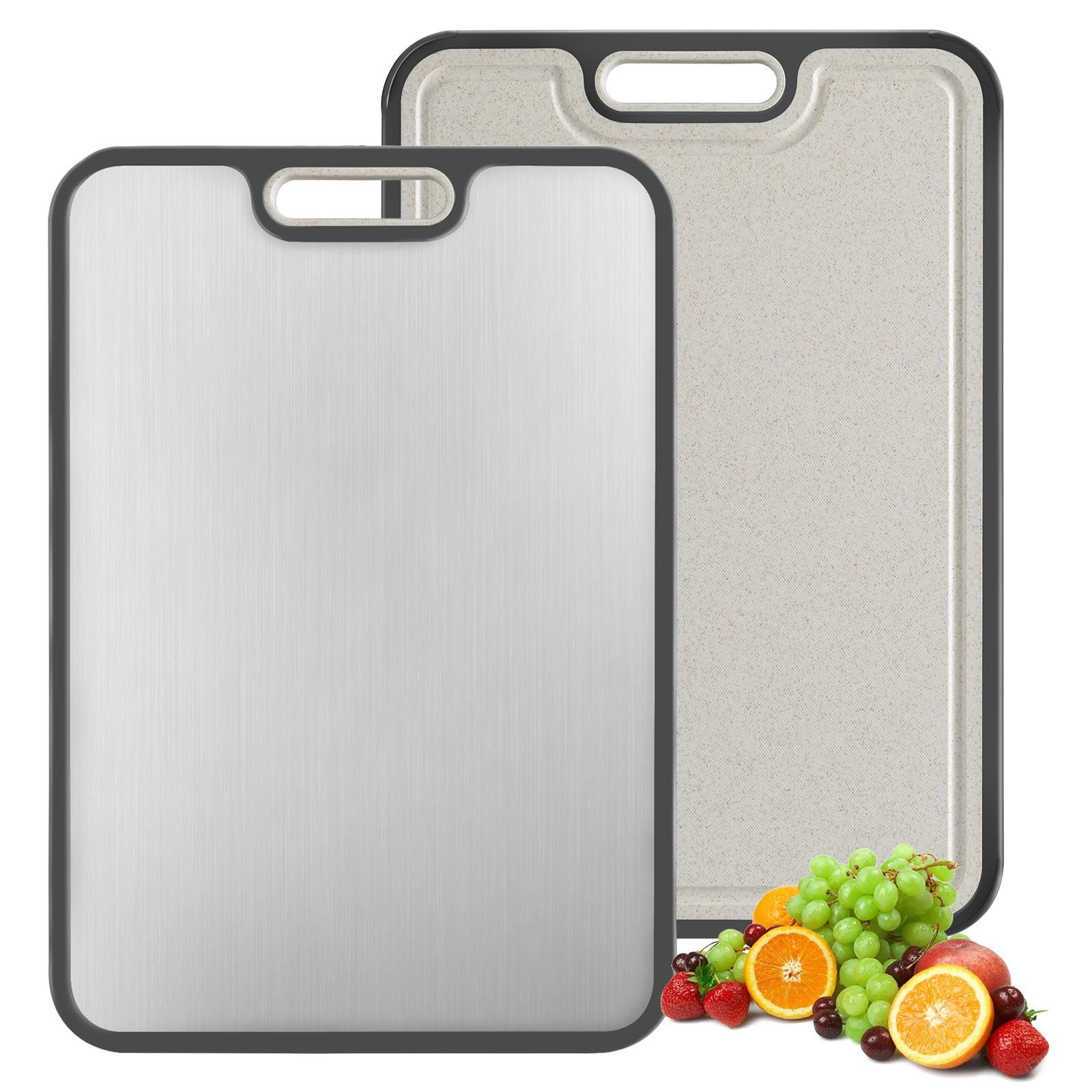 Cutting Board,Titanium Cutting Board, Kitchen Essentials, Cutting Boards for Kitchen, Double Sided Food Grade, Planche a Decouper, Chopping Board and Wheat Straw PP, Easy to Clean Large Size 16”×11”
