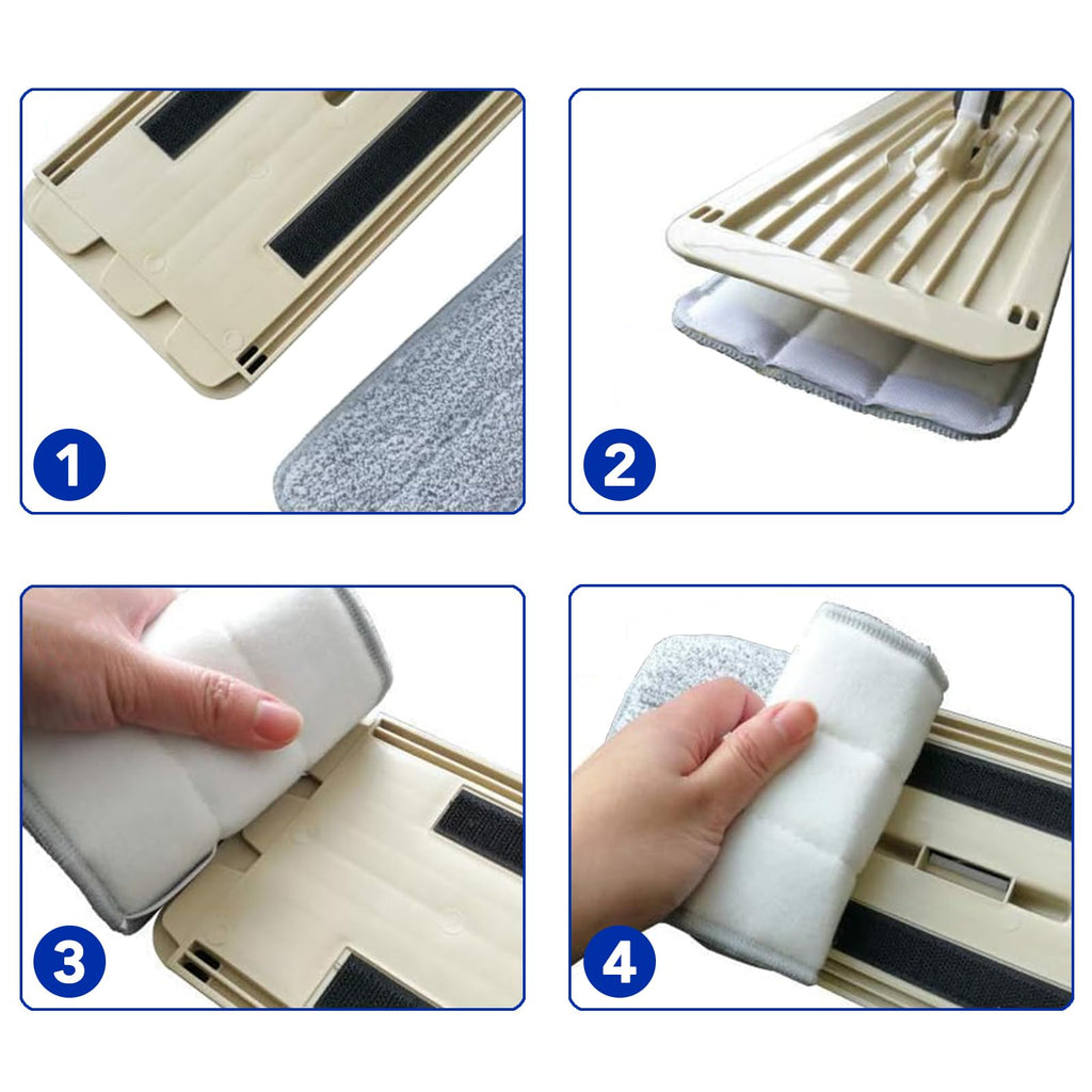 Flat Mop Pads Microfiber Mop Cleaning Pads 13" X 4.9" Washable Pads for Floor Cleaning Compatible with11 - 13" inch Flat Mops Head Replacement for Flat Mops or Bucket Set - 6 Pack