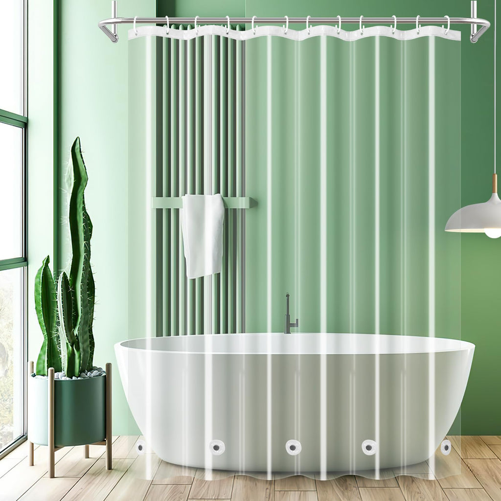 UFRIDAY Clear Shower Curtain Liner PEVA, Extra Long Bathroom Curtain Waterproof with 5 Magnets Bottom, for Home/Hotel, 72 x 78 inch