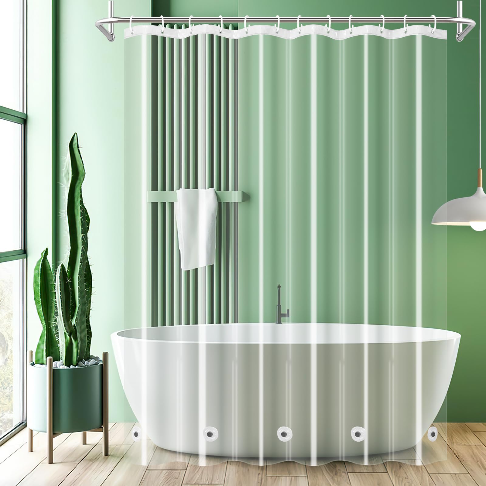 UFRIDAY Clear Shower Curtain Liner PEVA, Extra Long Bathroom Curtain Waterproof with 5 Magnets Bottom, for Home/Hotel, 72 x 78 inch