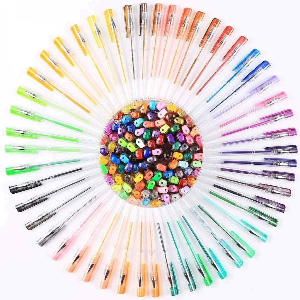100 Gel Pen Coloring Set - Neon, Fluorescent, Glitter, Metallic, Pastel Gel Pens for Adults - No Duplicates Non Toxic Color Gel Pens