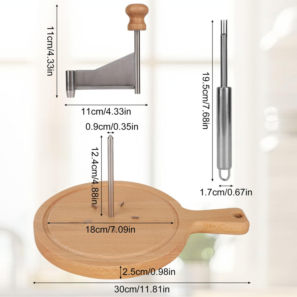 Wooden Cheese Wheel Cutter, Stainless Steel Round Cheese Curler Slicer Maker Shaver with Handle Kitchen Accessories for Butter Chocolate Home Restaurants Cafes Bakery