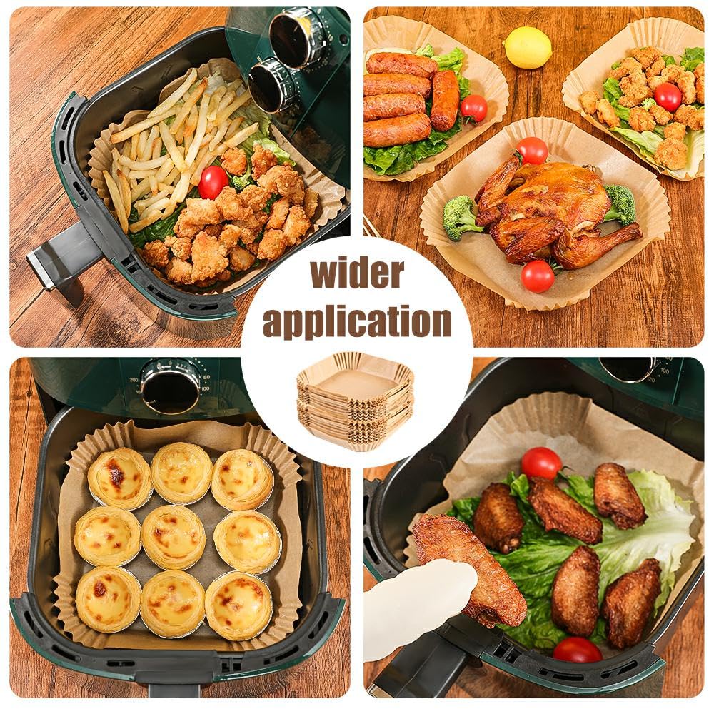 7.5 Inch Air Fryer Parchment Paper Liners Square,150 Pcs Non-Stick &Oil-Proof Air Fryer Liners Disposable for 2-5 QT Frying,Baking,Roast