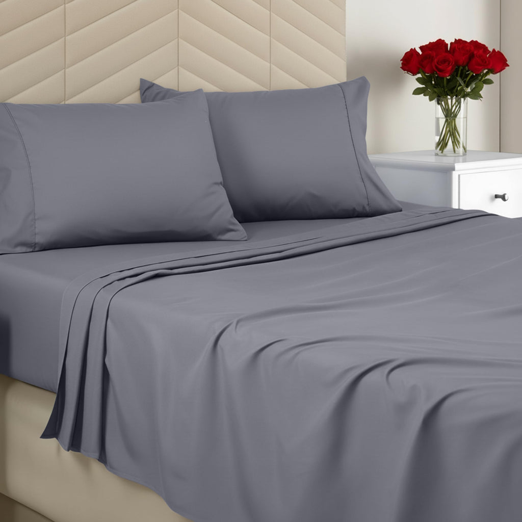 Utopia Bedding Queen Sheet Set - Brushed Microfiber - Soft Bed Sheets for Queen Size Bed Set - Luxury Bedding Sheets with Fitted Sheet, Flat Sheet & 2 Pillow Cases - Deep Pocket (Grey)