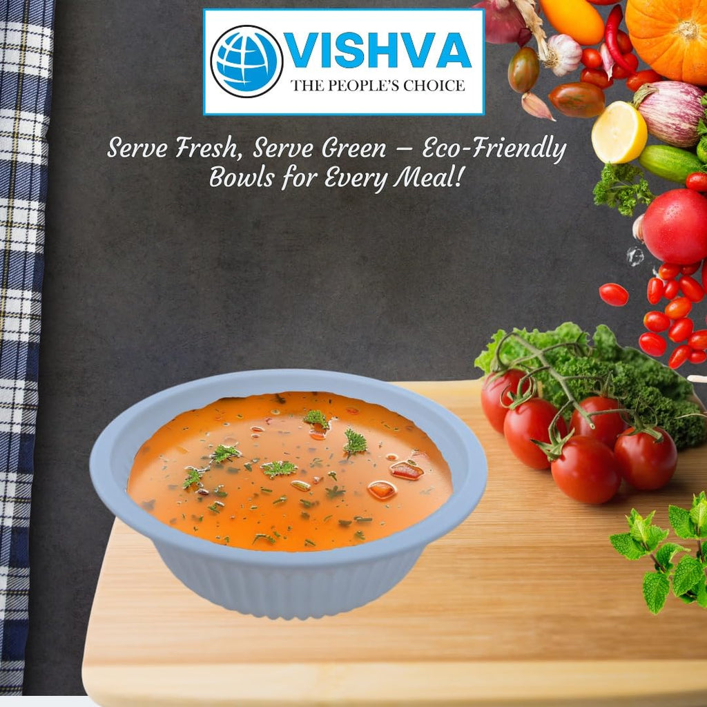 VISHVA [Canadian Brand] 8 oz Disposable Bowls [120-Pack] – Premium Heavy-Duty Serving Bowls, White Eco-Friendly Portion Bowls Made from Corn & Plant-Based Materials, Stronger Than Standard Paper Bowls