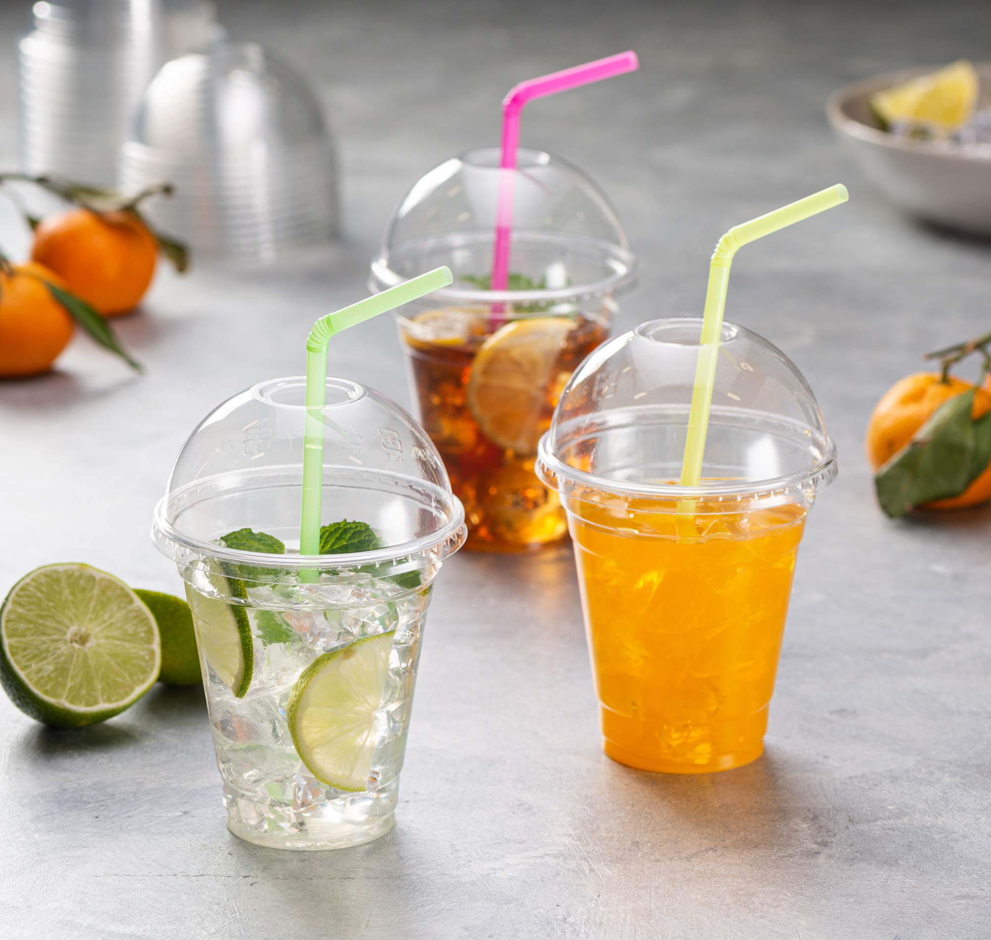 [50 Sets - 12 Oz] Crystal Clear Plastic PET Cups With Dome lids for Iced Coffee, Cold Drinks, Milkshake, Slush Cups, Smoothy's, Slurpee, Party's, Plastic Disposable Cups