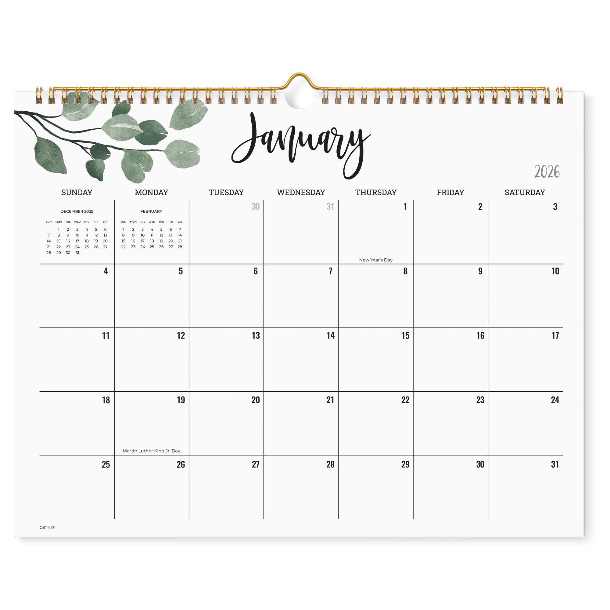 Cabbrix 2026 Wall Calendar, 18 Monthly Wall Calendar Runs from January 2026 to June 2027, Wirebound,15 x 12 Inches