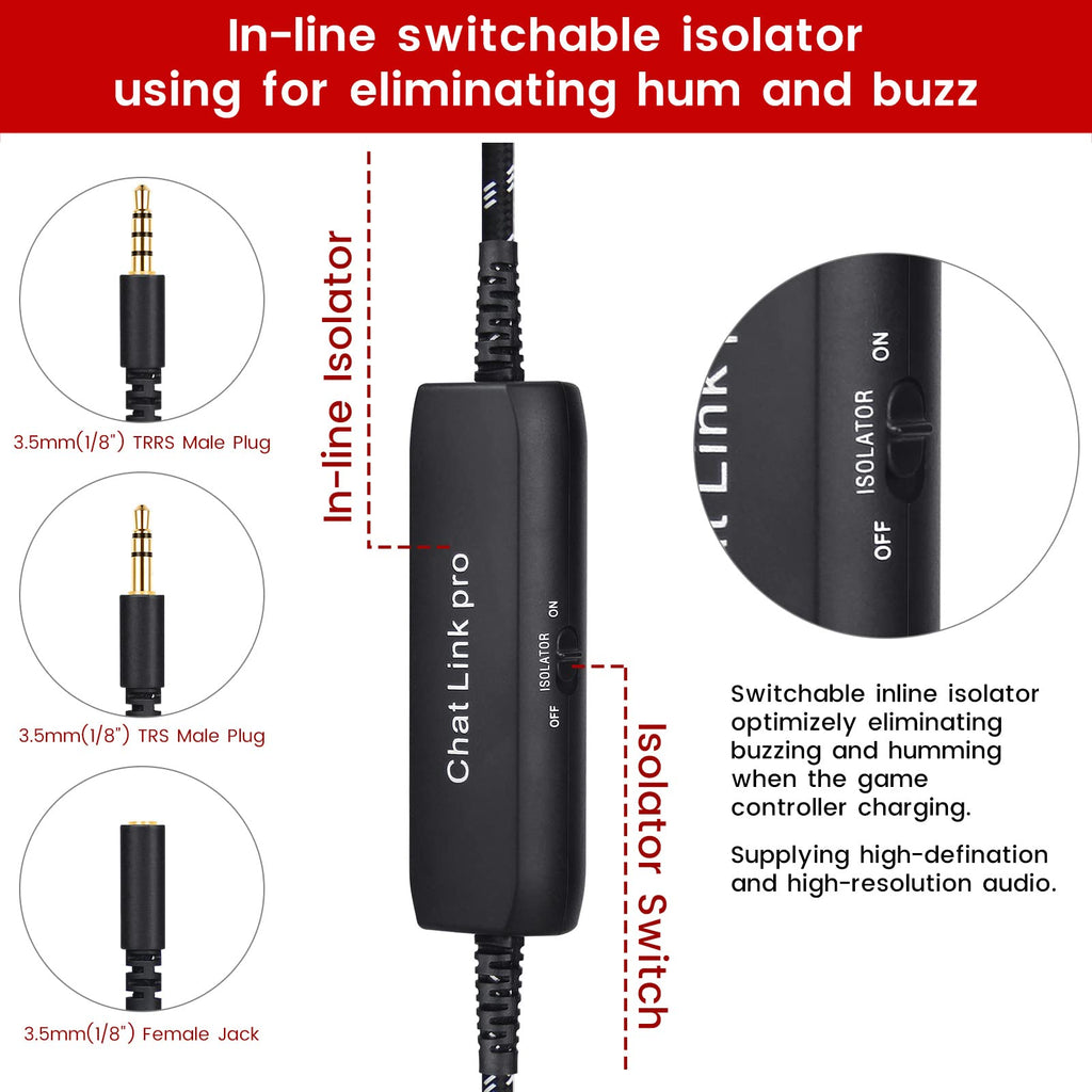 HD60 S+ Chat Link Pro Cable Replacement for Elgato HD60 X, HD60PRO Capture Card, Chat Adapter Compatible with Xbox One, Switch and PS5, with in-line Isolator