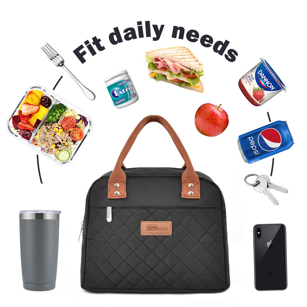 HOMESPON Insulated Lunch Bag for Women Men Adults Lunch Tote with Front Pocket Lunch Box Container Cooler Bag for Work Picnic