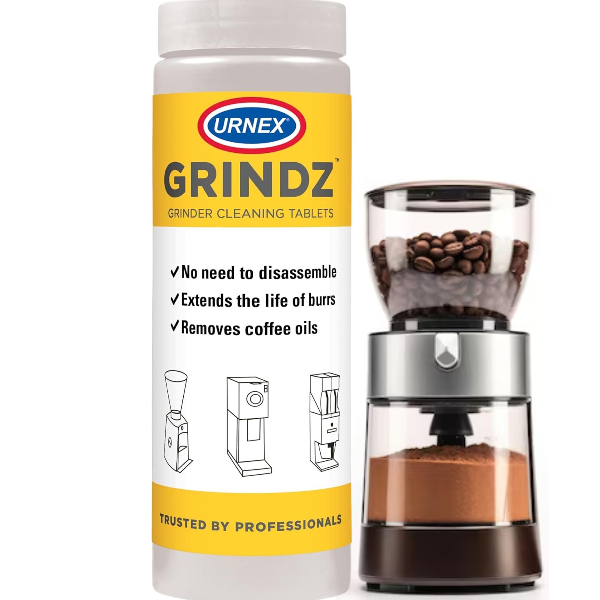 Urnex Grindz Professional Coffee Grinder Cleaning Tablets, 430 grams