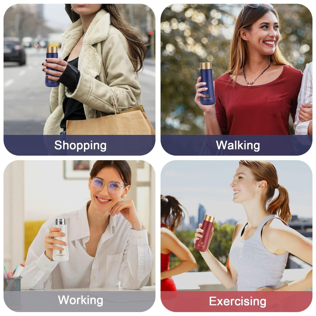 Stainless Steel Water Bottles Small Thermo Water Bottle Slim Mini Thermo Flask 180ml/6.1oz Vacuum Insulated Thermal Water Bottle for Hot and Cold Drinks Perfect for Purse (White)