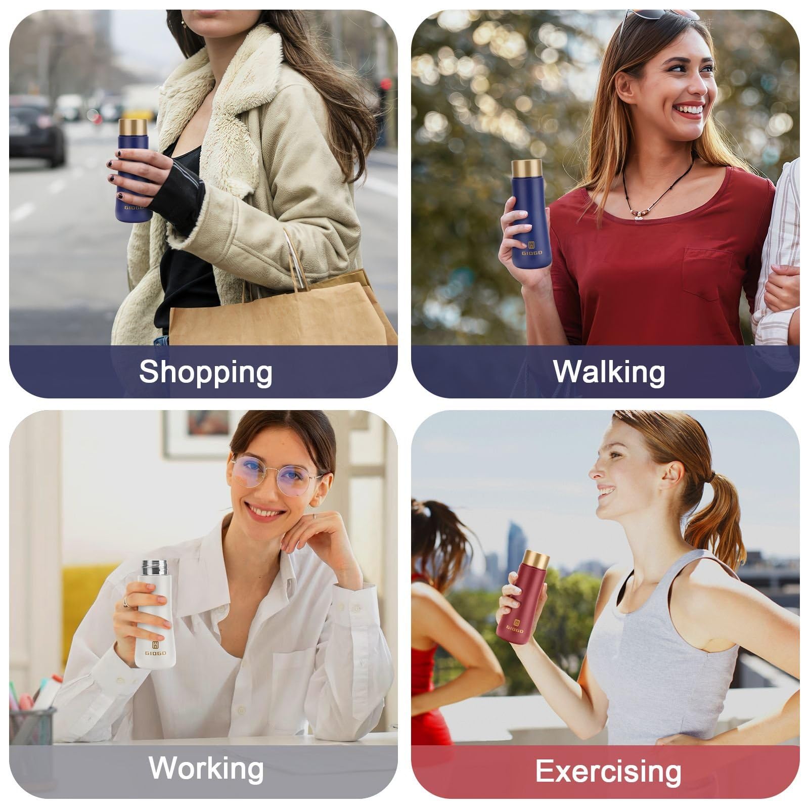 Stainless Steel Water Bottles Small Thermo Water Bottle Slim Mini Thermo Flask 180ml/6.1oz Vacuum Insulated Thermal Water Bottle for Hot and Cold Drinks Perfect for Purse (White)