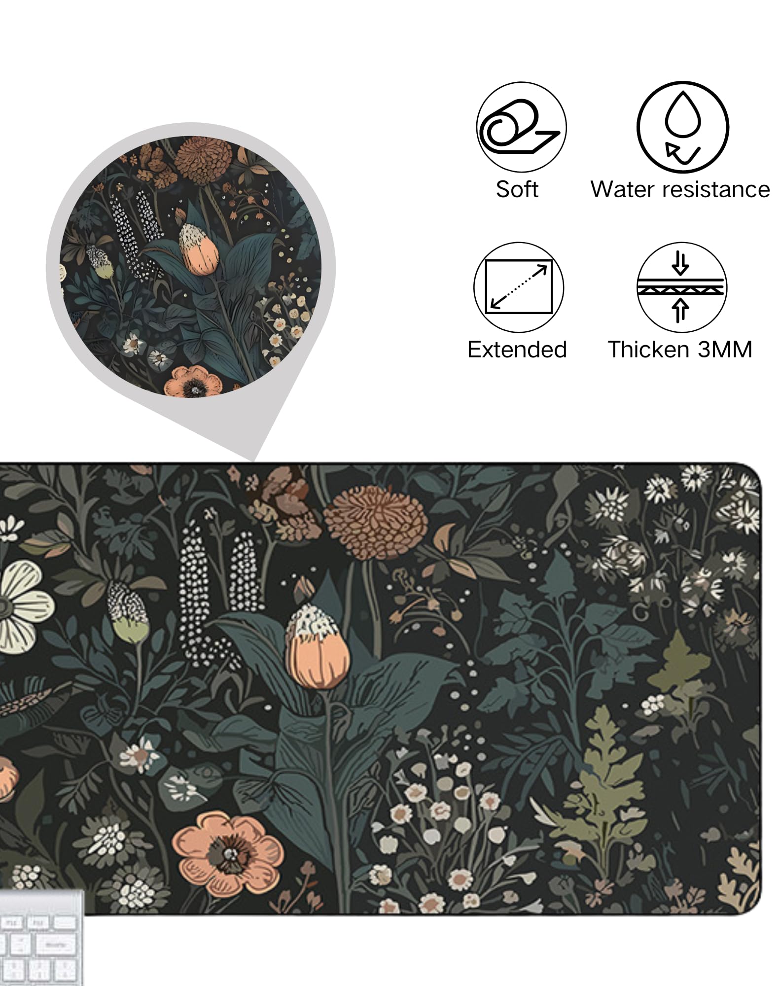 TOMAIDA Mouse Pad, Large Mouse Pad 90 X 40CM (35.4X15.7Inches) Mousepad Big Desk Mat with Non-Slip Rubber Base Keyboard Pad for Gaming and Office-Black