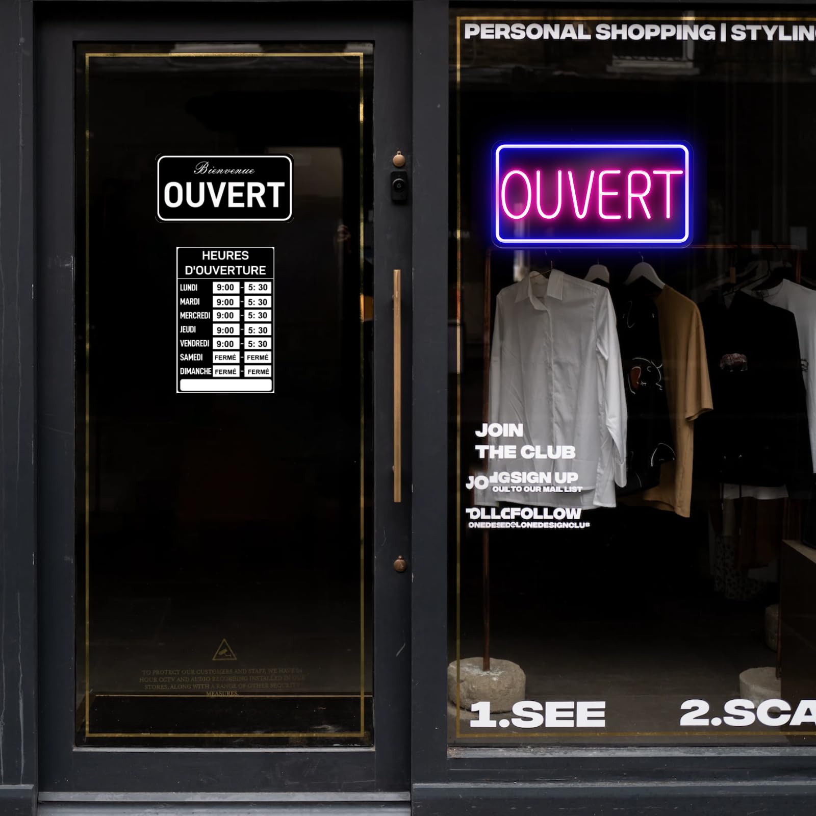 Signe Ouvert, Kit d'heures d'ouverture, Ouvert Fermé Signe, Open Signs for Business, Business Hours Signs, Open Closed Sign kit, Hours of Operation Signs for Business