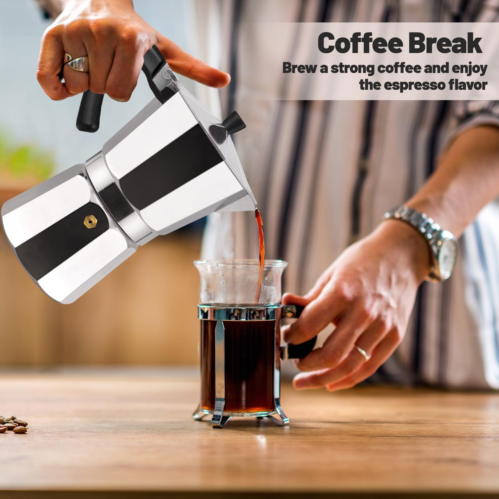14 Cup Aluminum Moka Pot Classic Stovetop Espresso Coffee Maker 700ml 23oz Coffeemaker Percolator Mocha Pot Greca Coffee Maker Cafe Makers for Italian and Cuban Café Brewing Silver