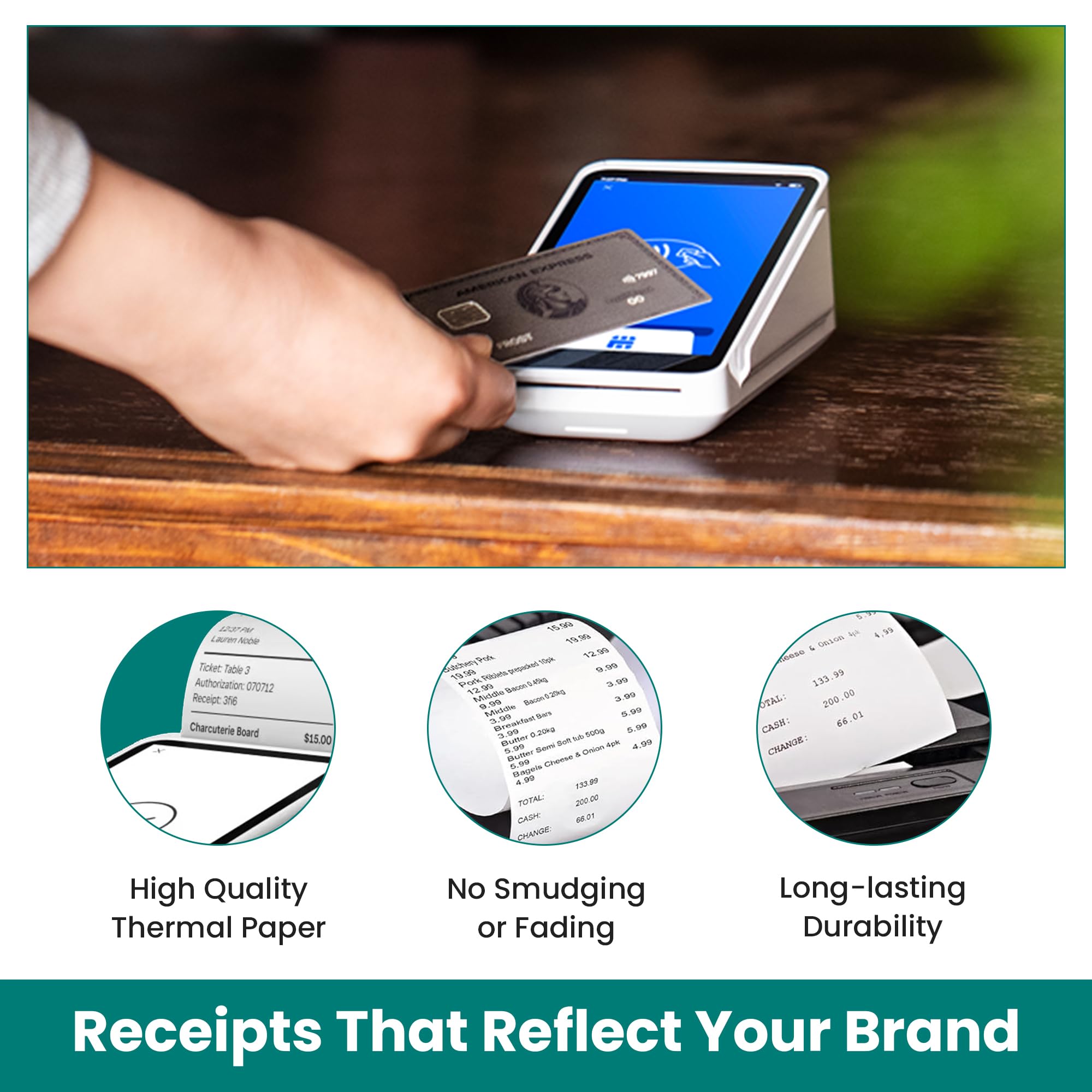 ReceiptPaperPro 2 1/4” x 60 ft Coreless Thermal Paper Receipt Rolls for Square Terminal, 20 Rolls