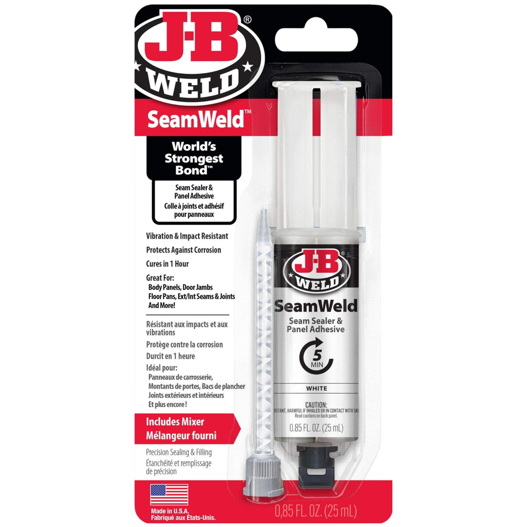 JB Weld SeamWeld Seam Sealer & Panel Adhesive, White, 25ml (Pack of 1) – Vibration & Impact Resistant, Protects Against Corrosion - Ideal for Body Panels, Door Jambs, Ext/Int Seams & Joints