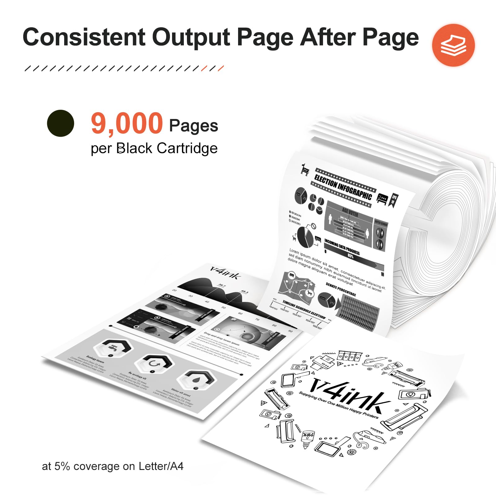 V4INK 1PK Compatible 26X Toner Cartridge Replacement for HP 26X CF226X Toner High Yield Black Ink for HP Pro M402n M402dn M402dne M402dw MFP M426fdw M426fdn M426dw M402 M426 Printer