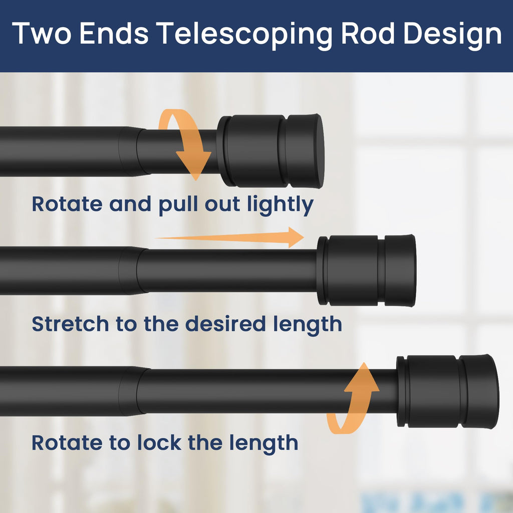 ENJOYBASICS Matte Black Curtain Rods for Windows 66 to 120 Inches, 1 Inch Diameter Adjustable Curtain Rod, Extra Long Curtain Rod with Brackets, Heavy Duty Drapery Rod for Living Room, 28"-132"