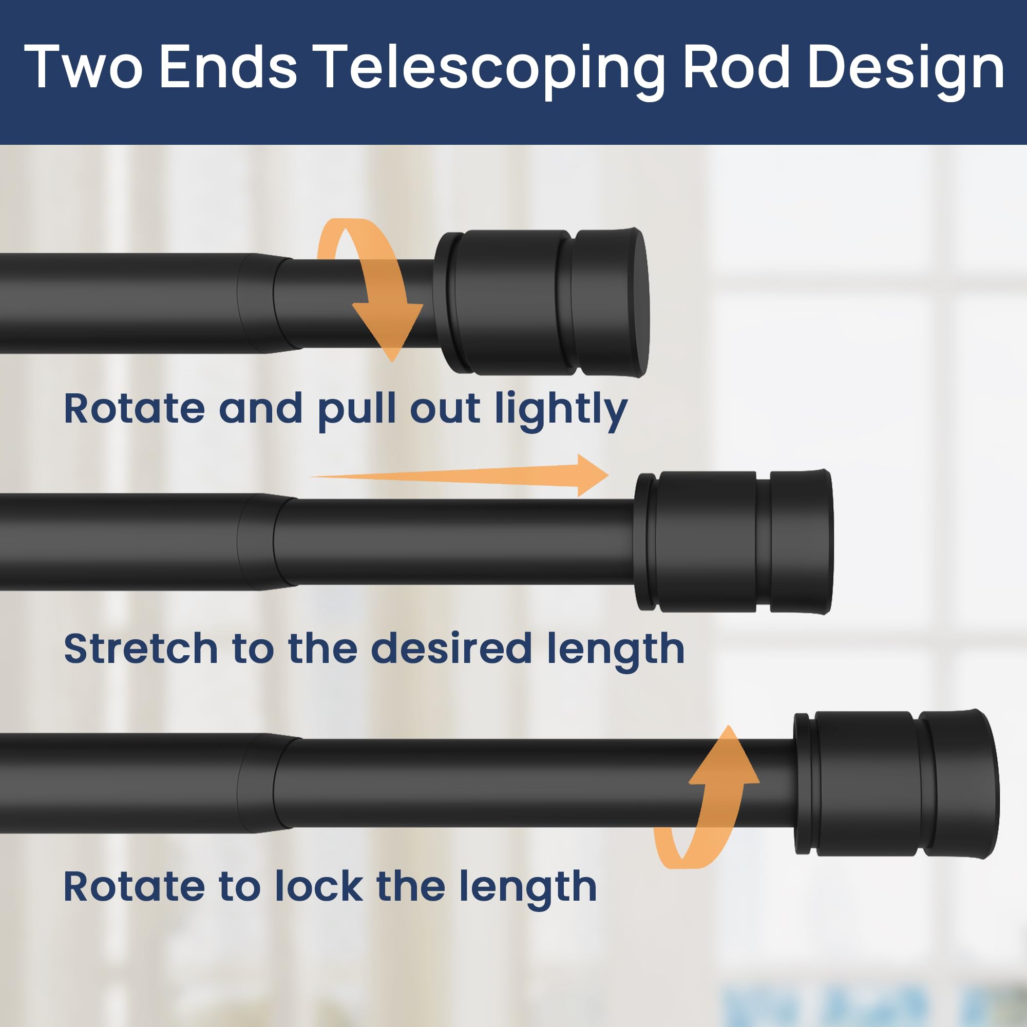 ENJOYBASICS Matte Black Curtain Rods for Windows 66 to 120 Inches, 1 Inch Diameter Adjustable Curtain Rod, Extra Long Curtain Rod with Brackets, Heavy Duty Drapery Rod for Living Room, 28"-132"