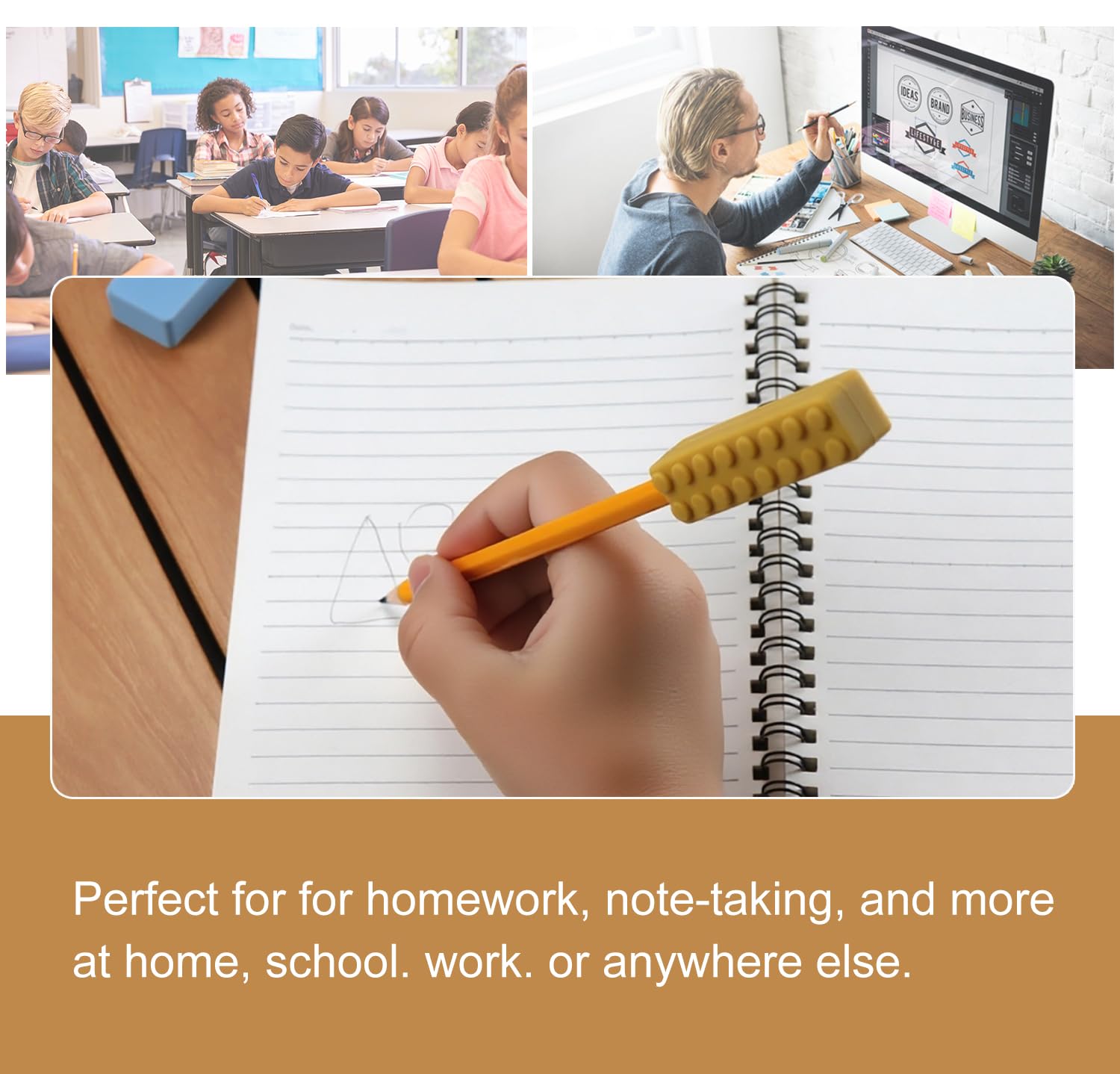 chewable Pencil Toppers,8 Pack with 2 Pencils,Chewy Pencil Toppers for Sensory Kids、Adults who Like to chew (Dark Color)