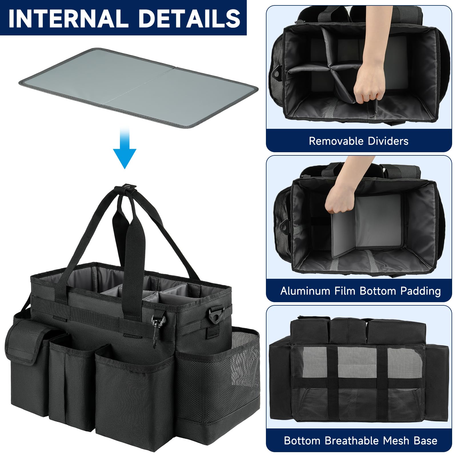 ZIOZERTT Cleaning Caddy Bag for Housekeepers with Handle,Black