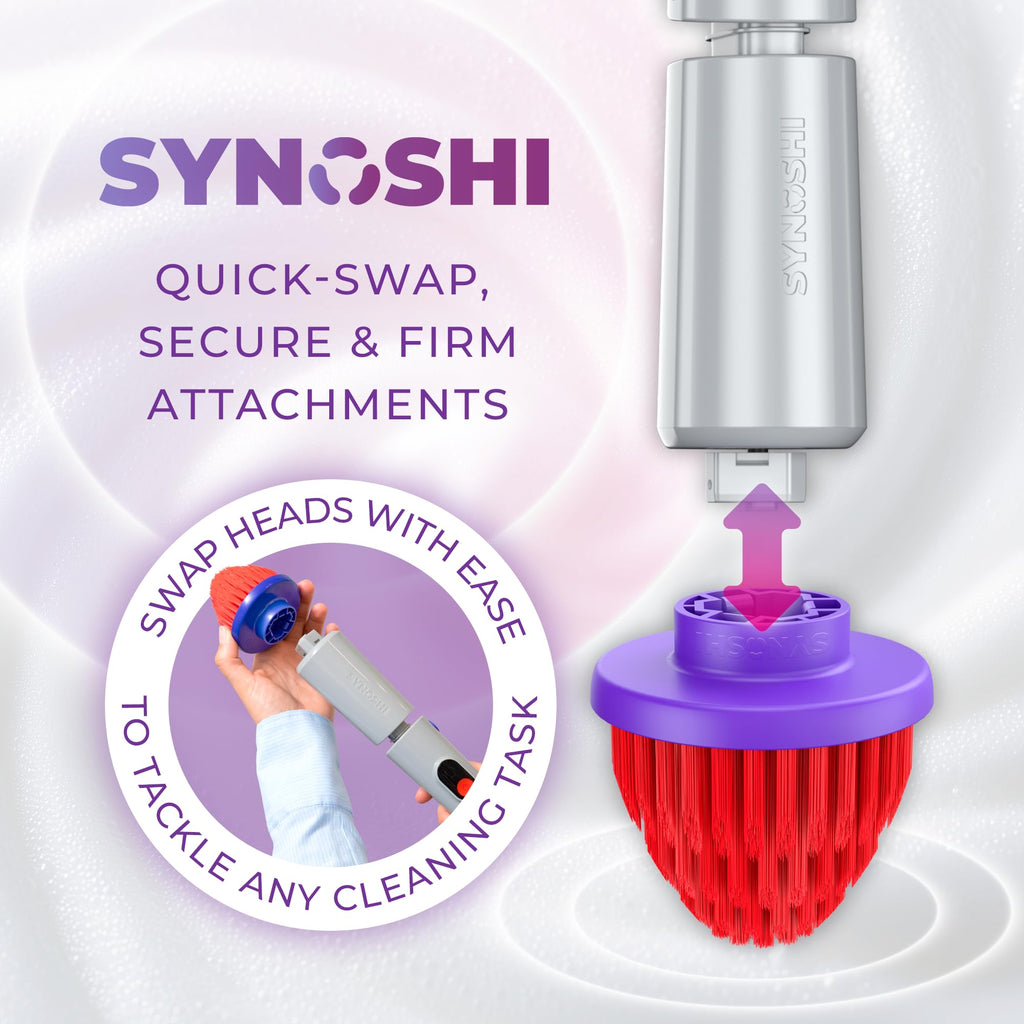 Synoshi PRO Cone Brush Heads Set (2 Units) for Electric Spin Scrubber Bathroom & Shower Cleaning Brush Universal Cleaning for Kitchen, Floors