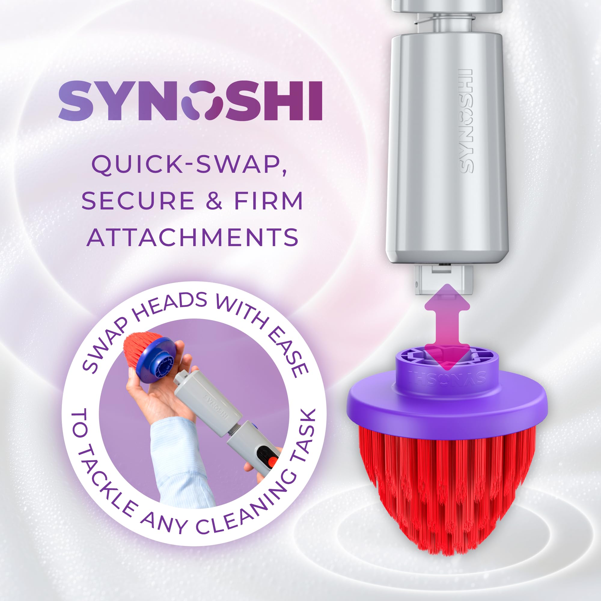 Synoshi PRO Cone Brush Heads Set (2 Units) for Electric Spin Scrubber Bathroom & Shower Cleaning Brush Universal Cleaning for Kitchen, Floors