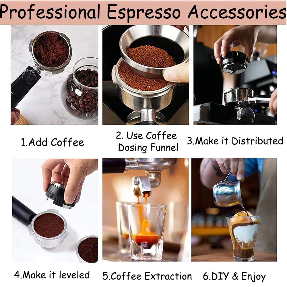 53mm Coffee Distributor and Tamper Compatible with Breville 54mm Portafilter, Dual Head Espresso Distributor Tamper Tool, Adjustable Depth, Stainless Steel, Professional Espresso Accessories