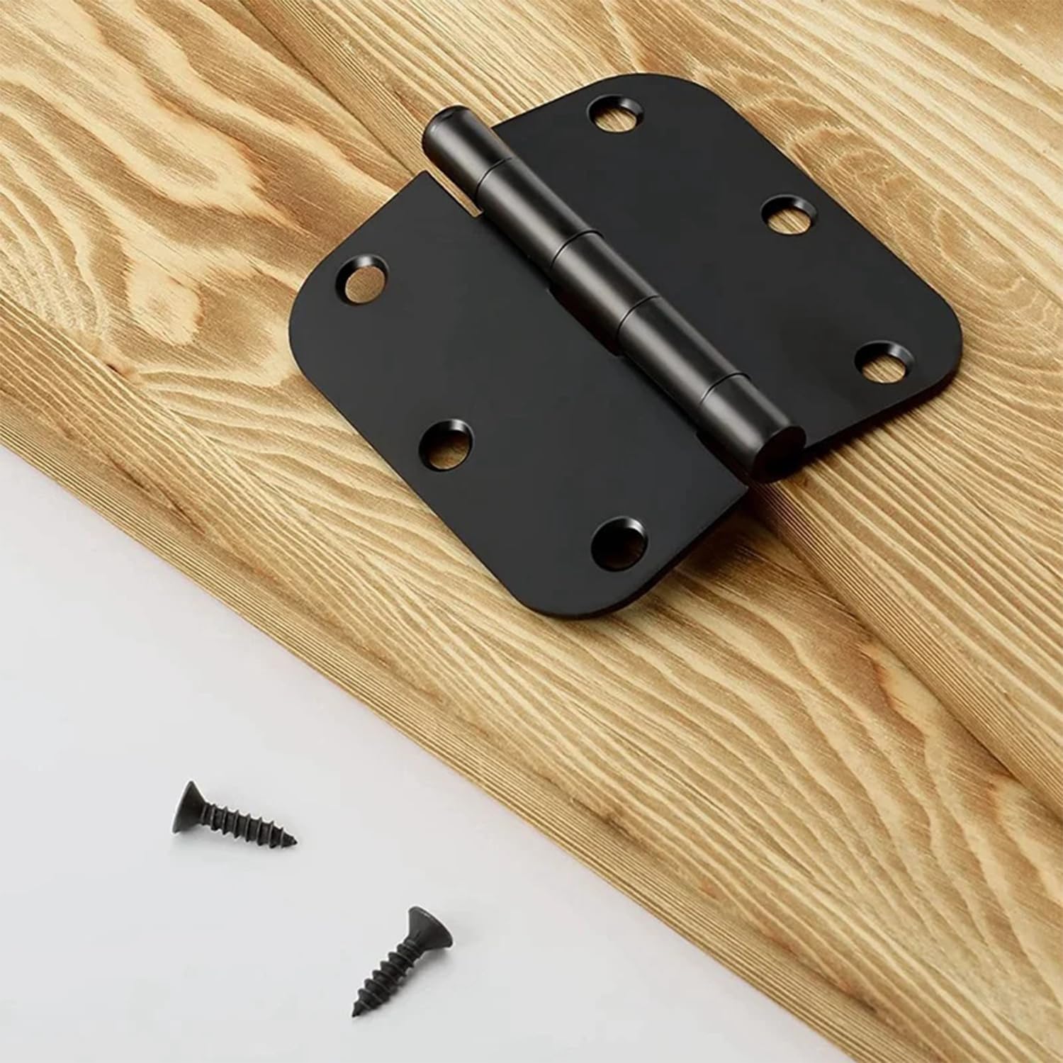 FANMAOUS 6 Pack Matte Black Door Hinges 3 Inch Interior and Exterior Door Hinges with 5/8" Radius Corners for Interior Door/Residential Use