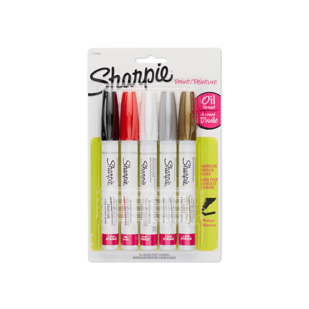Sharpie Oil-Based Paint Markers, Medium Point, Assorted Colours, 5 Count